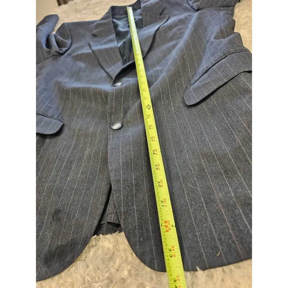 Austin Manor Mens Blazer Suit Jacket L 44 Long Blue Pinstripe Wool Blend Korea